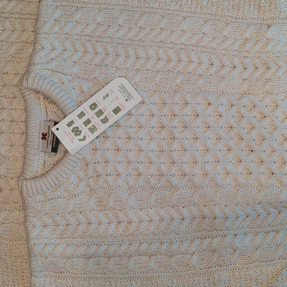 NeW Carraig Donn Men's 100% Merino Wool Sweater - L - Cream Natural - Picture 3 of 12